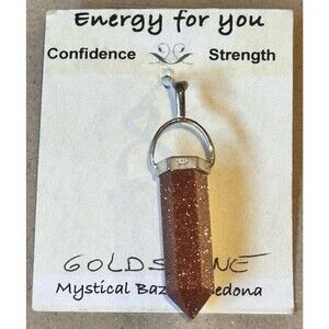 Goldstone Energy Pendant 925 Silver mount Confidence Strength Mystical Sedona